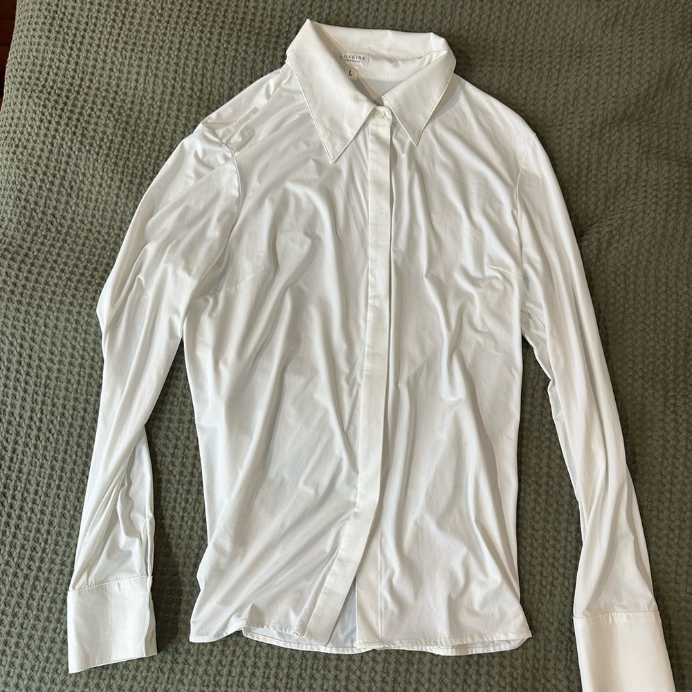 Luxe White Button Down Shirt Classic Minimalist Design
